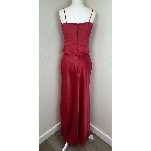 Rebecca Red 2pcs Gown Rhinestone Prom HOCO Bridesmaid-M - Picture 5 of 16